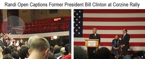 Randi open captions former president bill clinton at corzine rally